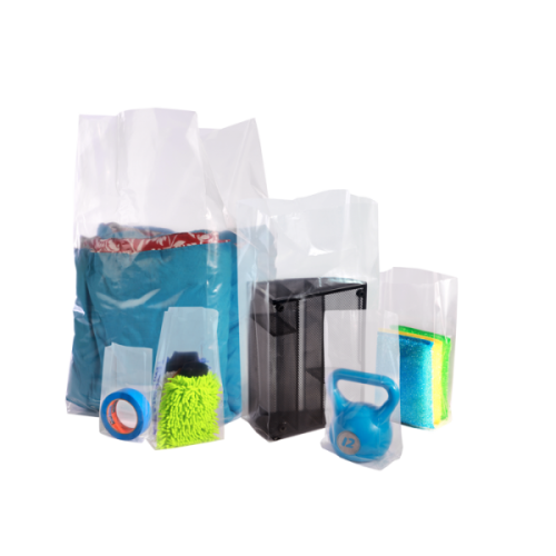 1mil, Clear Gusseted Poly Bags, Gusseted End, Pack of 1000.
