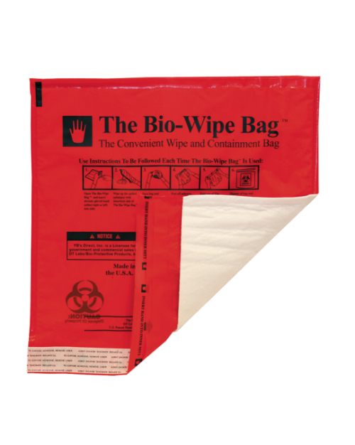 2 mil, Bio-Wipe Bags with Absorbent Towelette, Size 11.75"x12.13" (Pack of 100)