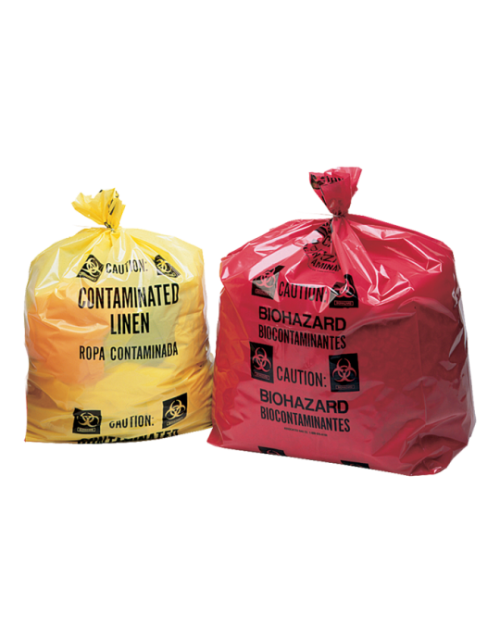 1.5 to 4 mil,  Biohazard-Printed Contaminated Linen Laundry Bags (Pack of 100, 250)