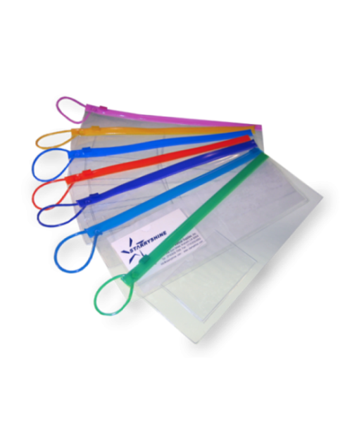 288-Pack Dental Zipper Pouches - Clear Toothbrush Carrying Case with Business Card Holder - Assorted Colors, Ideal for Dental Hygiene Products