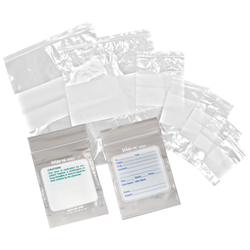 4 MIL, MarkSeal Clear Zip Write-On Pharmacy Bags - 13 Sizes (1000/CS, 100/PK)
