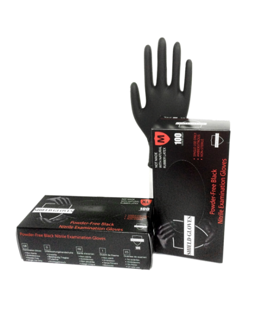Powder-Free 6 MIL Black Exam Nitrile Gloves - Fully Textured, Five Sizes Available