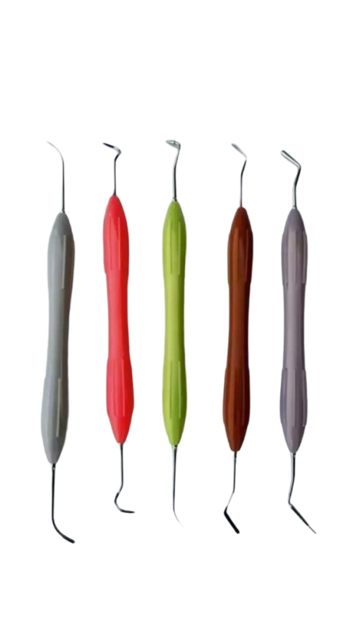 5-Piece Dental Composite Tooth Filling Instruments Set featuring Vibrant Silicone Handles - Unleash Precision and Style in 5 Captivating Colors