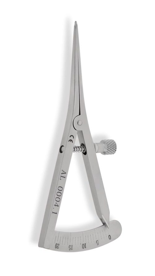 Castroviejo Caliper - 75mm with 20mm Scale, German Stainless Steel for Precision in Strabismus Surgery