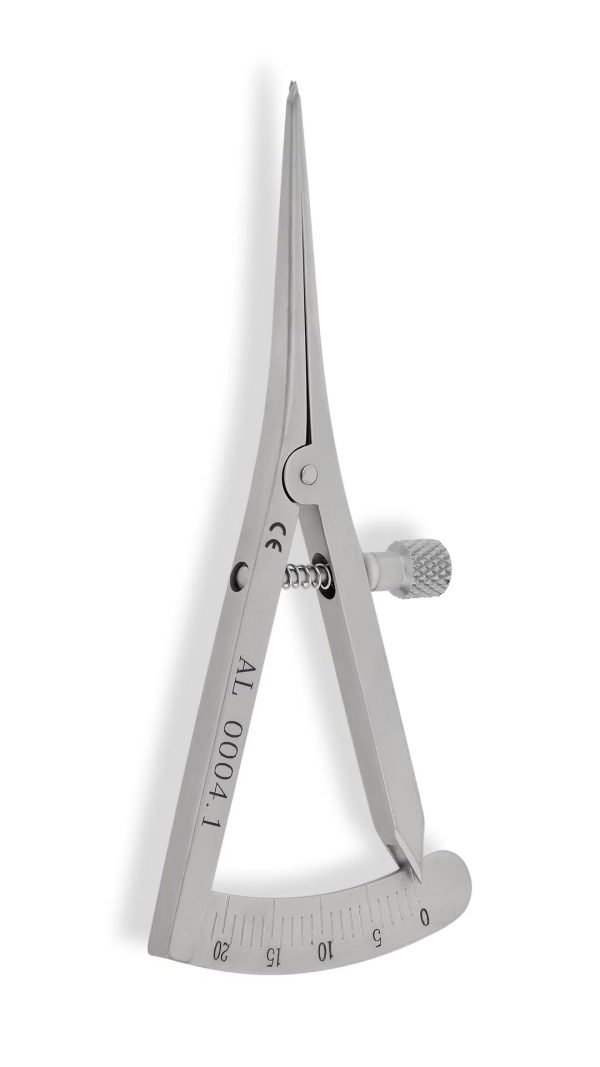 Castroviejo Caliper - 75mm with 20mm Scale, German Stainless Steel for Precision in Strabismus Surgery