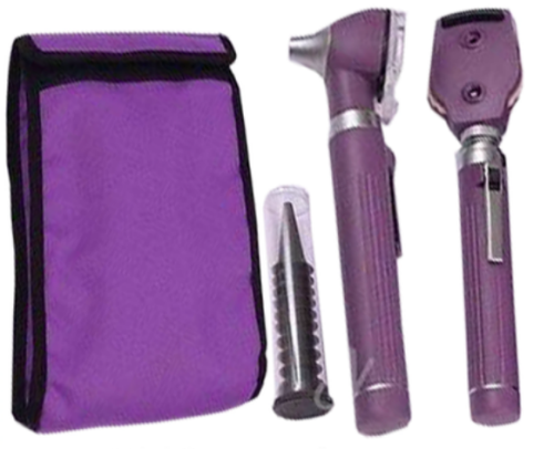 Fiber Optic Otoscope Ophthalmoscope Double Handle Set -Otoscope-Purple