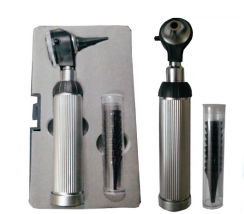 Fiber Brass Handle Otoscope with 9 Speculas