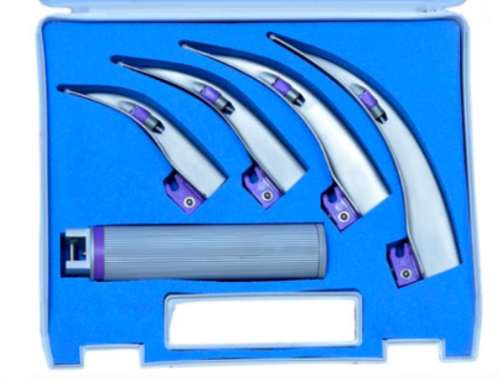 Purple Edition Single-Use Laryngoscope Set - 4 Blades, Handle, and LED Light for Optimal Performance and Maximum Safety