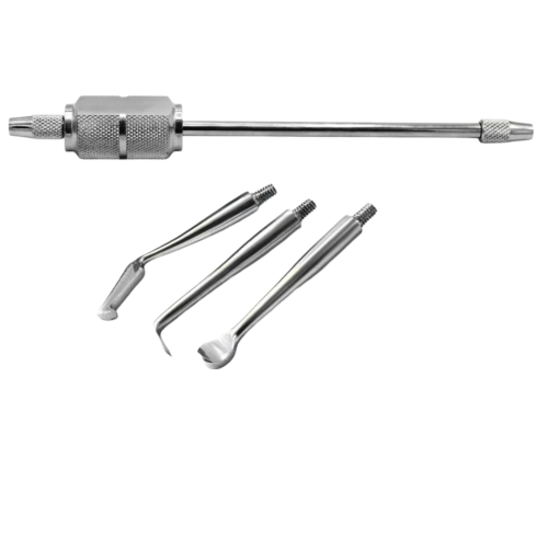 Professional Manual Crown Remover Set - Double-Ended with 3 Interchangeable Tips, Ideal for Use in All Mouth Areas