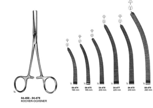 Rochester-Ochsner Curved Artery Forceps - 6 Sizes