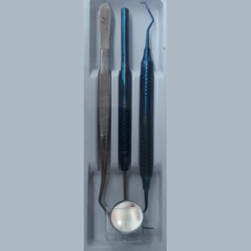 Dental Examination Set: Mirror, Probe, and Tweezer